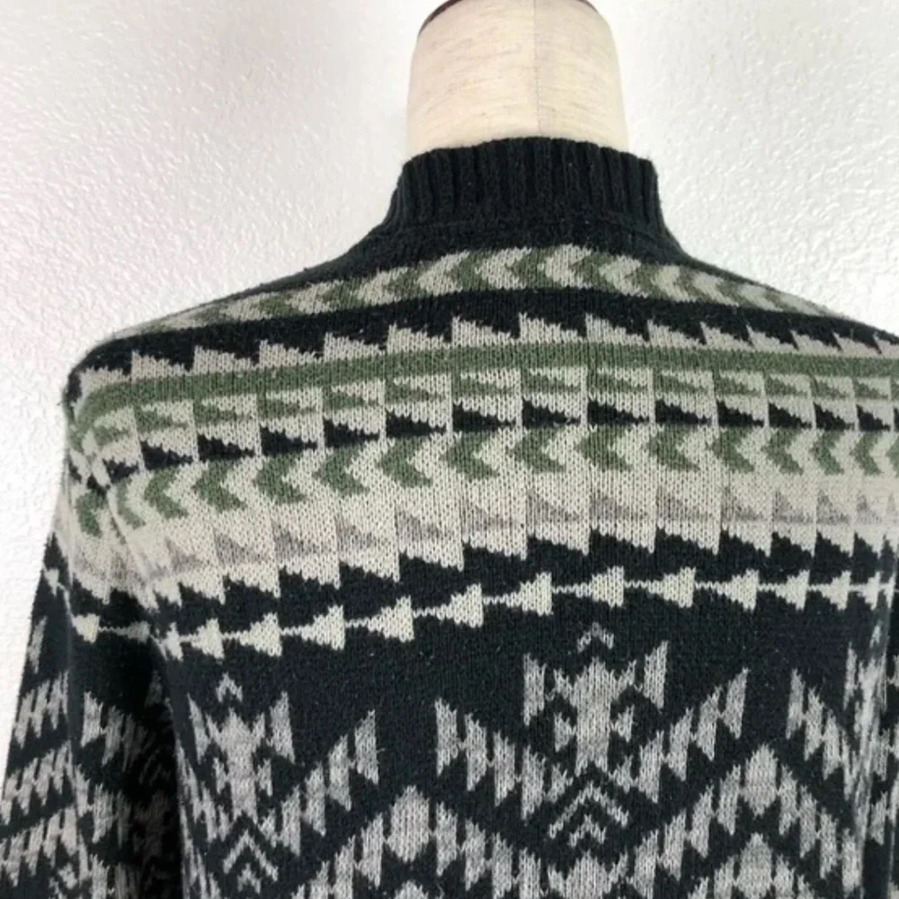 Roxy Aztec Tribal Print Long Line Open Front Boyfriend Cardigan - Green Black